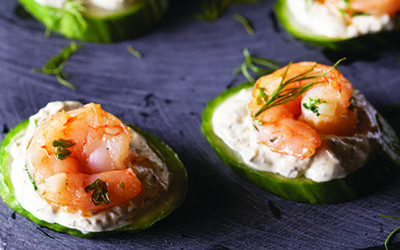 Shrimp-topped Cucumber Crostini